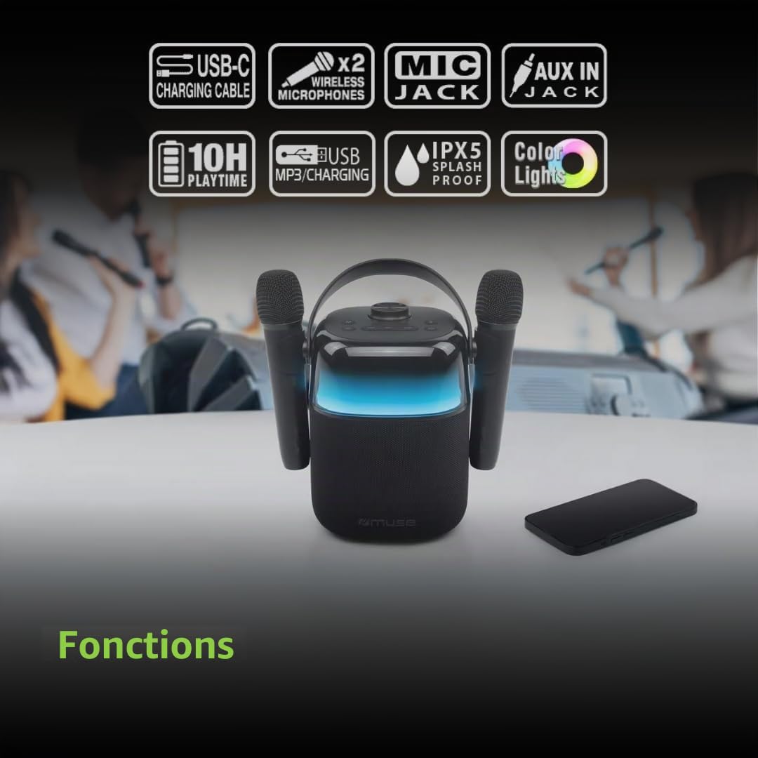 Enceinte Bluetooth Karaoké Noir - M530KA