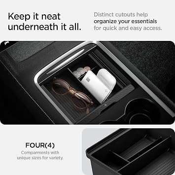 Spigen Center Console Organizer for Tesla Model Y (2021-2024) & Model 3 (2021-2023) [Not for Model Y Juniper 2025/26 and Model 3 Highland (2024/25)]