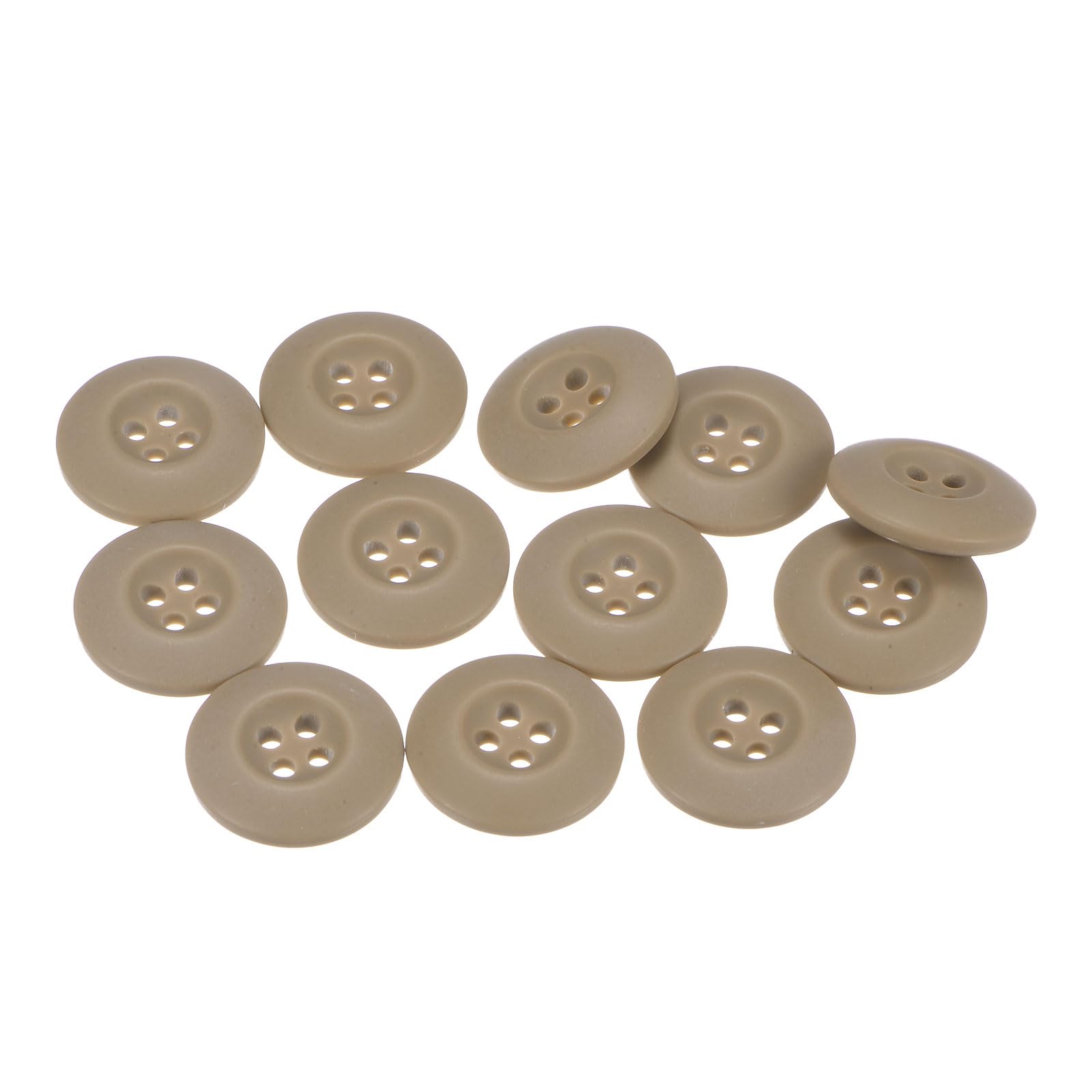 sourcing map 12pcs 32L Sewing Buttons 4/5"(20mm) Resin Round Flat 4-Hole Army Uniform Craft Buttons for Pants Jacket Uniforms Bags, Light Yellow