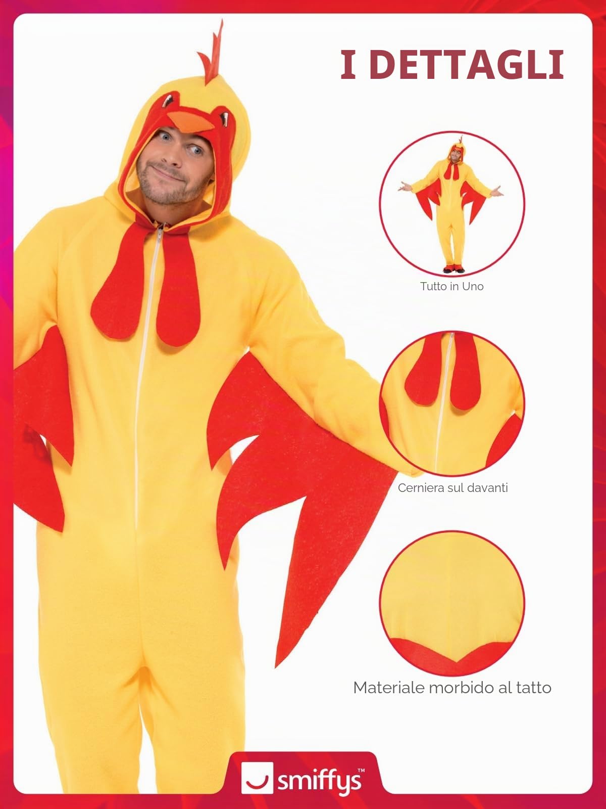 Smiffys BR27857S Costume Pollo, Unisex Adulto, Giallo