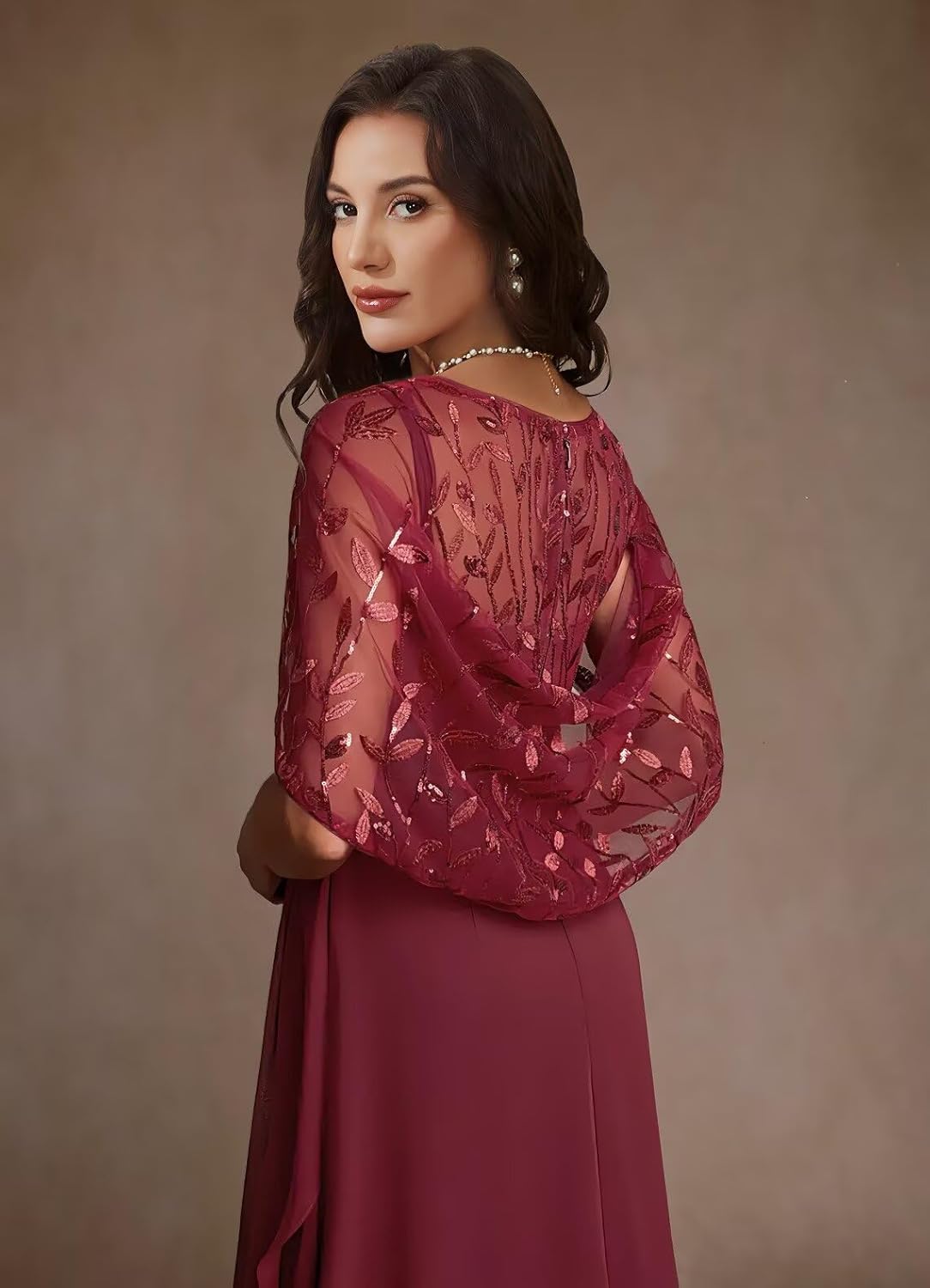 Sequin Laces Mother of Bride Dress with Cape Classy A Line Long Formal Evening Gowns