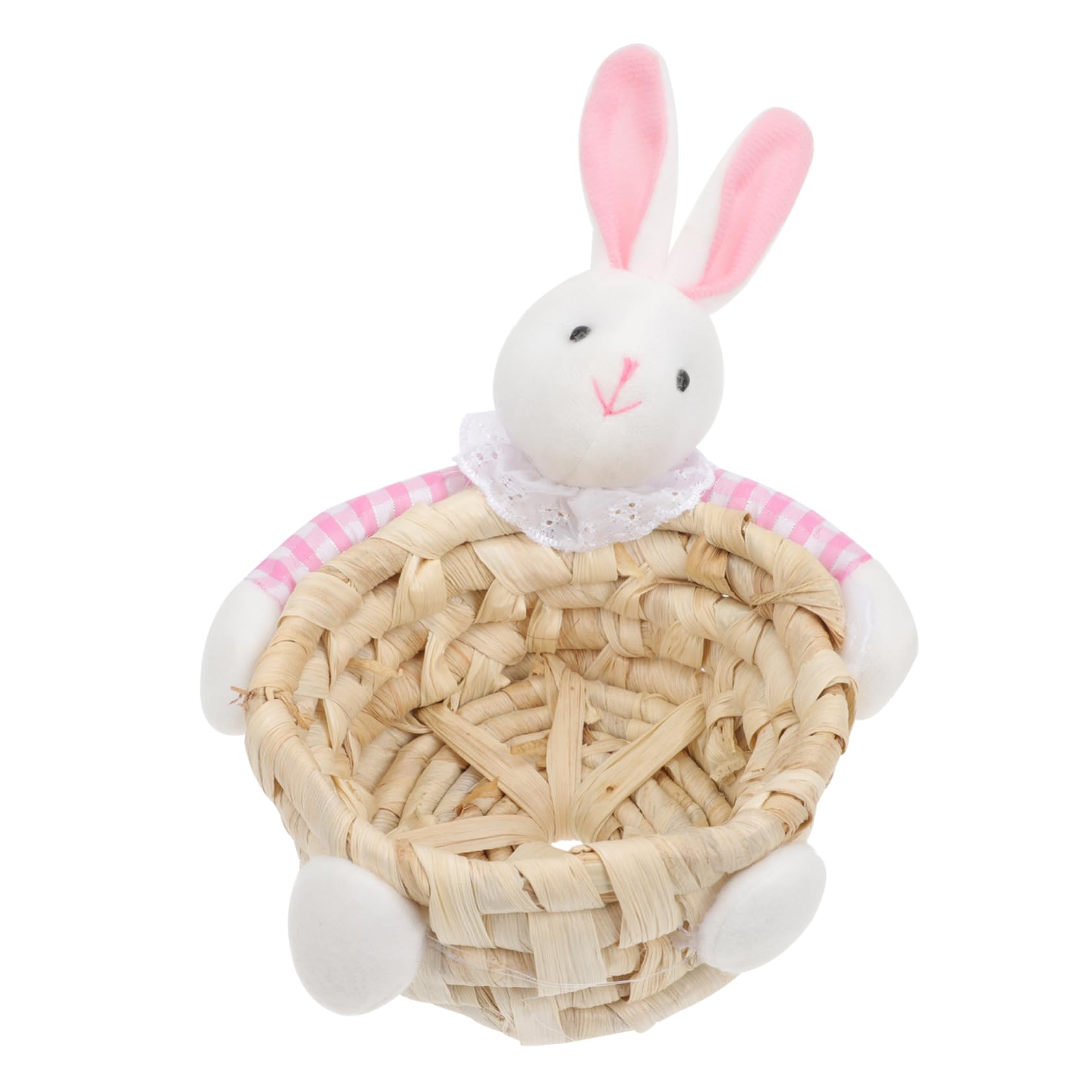 STOBAZA Lovely Bunny Storage Basket Color Easter Ornament for Home Decor Woven Design for Party Props and Egg Storage Adds Festive Charm to Any