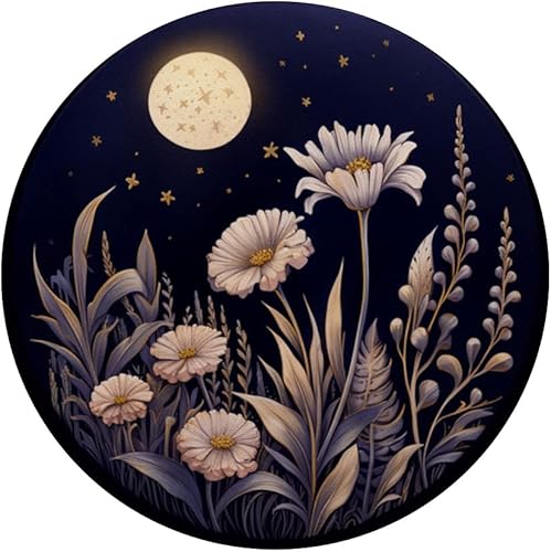 Miniatura 3 de PopSockets de flores silvestres con diseño floral de luna boho sobre fondo azul oscuro