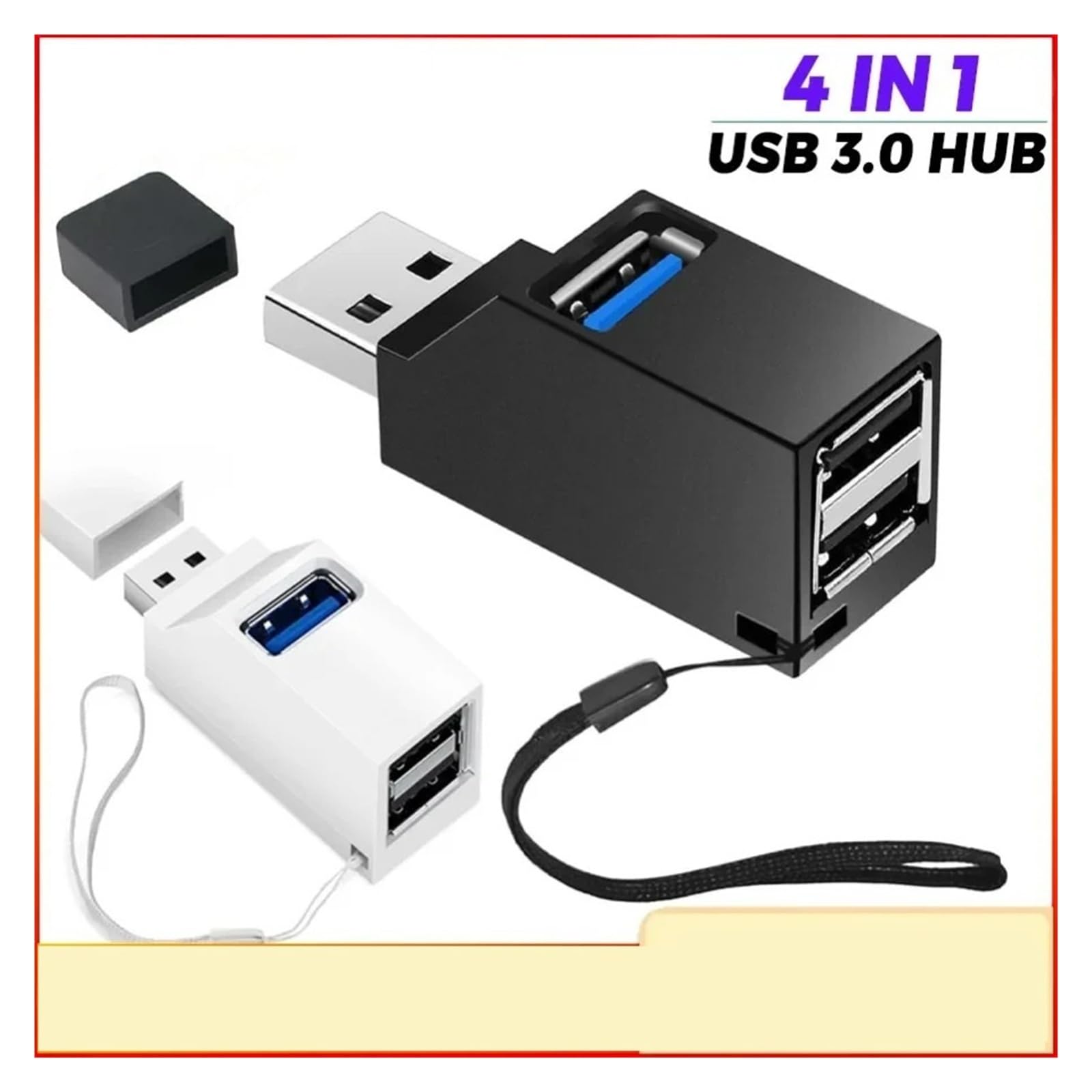 Hub USB 3.0 a 3 porte ad alta velocità per mini splitter per laptop PC Card Reader (bianco)