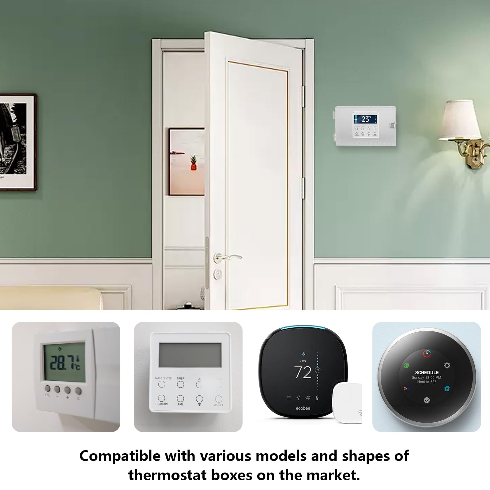 Universal Thermostat Cover With Lock, Thermostat Lock Box With Clear Key, Large Thermostat Protector On Wall, Fits Thermostats 6.5" H X 4" W X 2.0" L - View #7