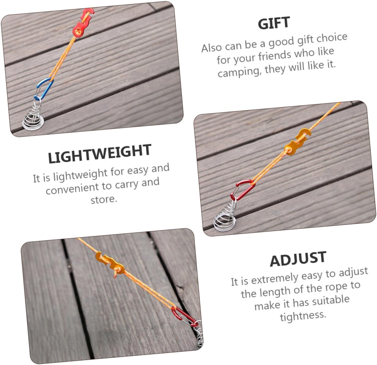 10Pcs Outdoor Aluminum Tent Rope Adjusters with Windproof Buckles Lightweight Camping Supplies for Tents Awnings and Canopy Shade Accessories Random Color Random Color