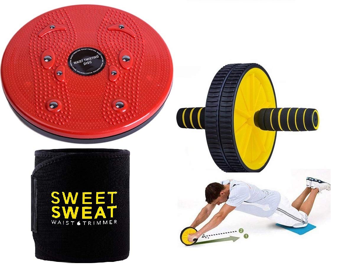 Tummy Twister & Abs Wheel Roller & Sweat Belt (3 IN 1 COMBO) Core Abdominal Belly Fat Reducer Abs Exercise Home Gym Fitness Equipment for Men Women (B08R9QB6MV) Amazon Price History, Amazon Price Tracker