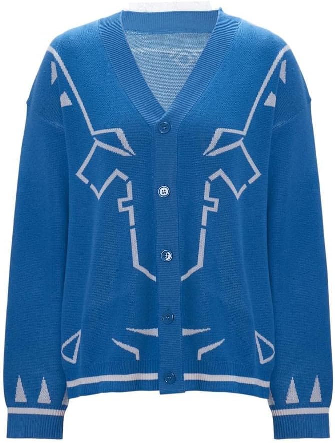 Men's Cardigan for Link Cosplay Costume Sweater Knitwear Outerwear Fashion Top Blue
