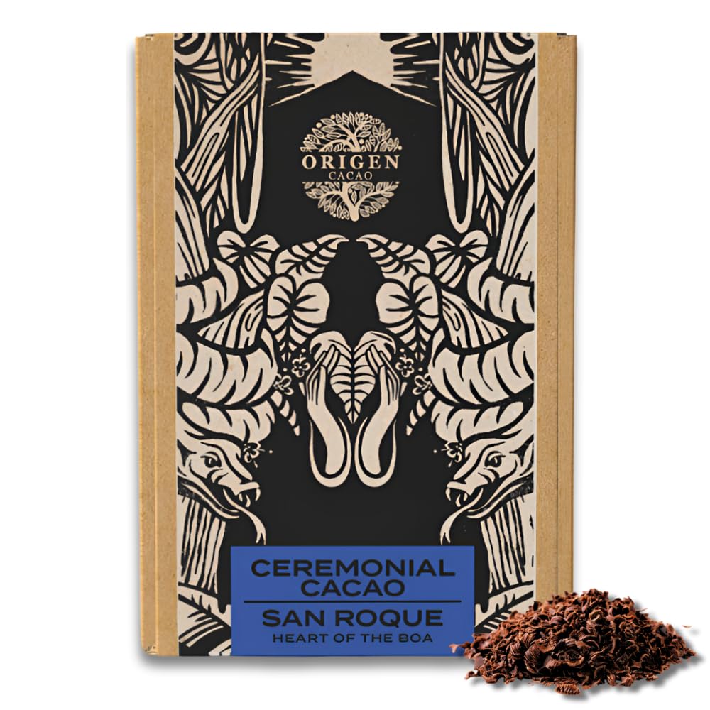 Origen Ceremonial Cacao San Roque – 100% Pure Cacao Drink – Unsweetened, Antioxidant-Rich – Indigenous Criollo, Single-Origin – Vegan – Grated, 16 oz
