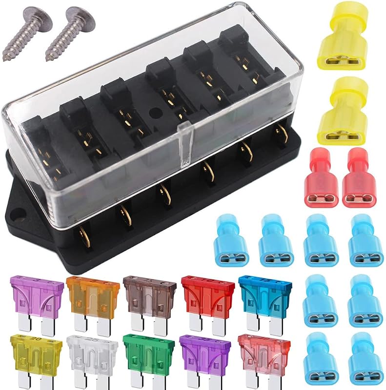 Porta-fusíveis automotivo Gebildet E062 de 6 vias para fusíveis lâmina 32 V DC – Kit com fusíveis e terminais
