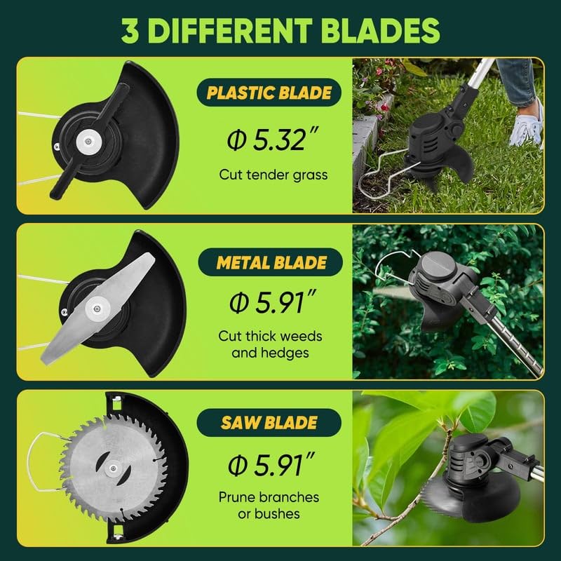 Image of Electric Wireless Rechargeable Edge Cutter 48V-2 Batteries-25cm Cutting Width|3-in-|Adjustable Height|3 Blade Types |Lawns & Gardens|Straight Blades Trimming Scissors. (Old-Black)