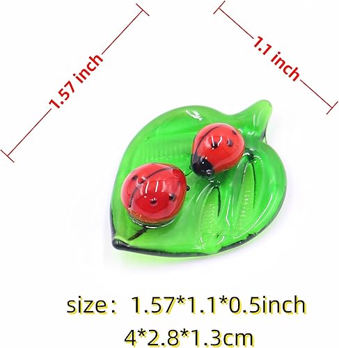 Miniatura 2 de Juego de coloridos insectos de cristal, 5 piezas de 1½ pulgadas hechas a mano de animales de vidrio en miniatura, coleccionables creativos de vidrio
