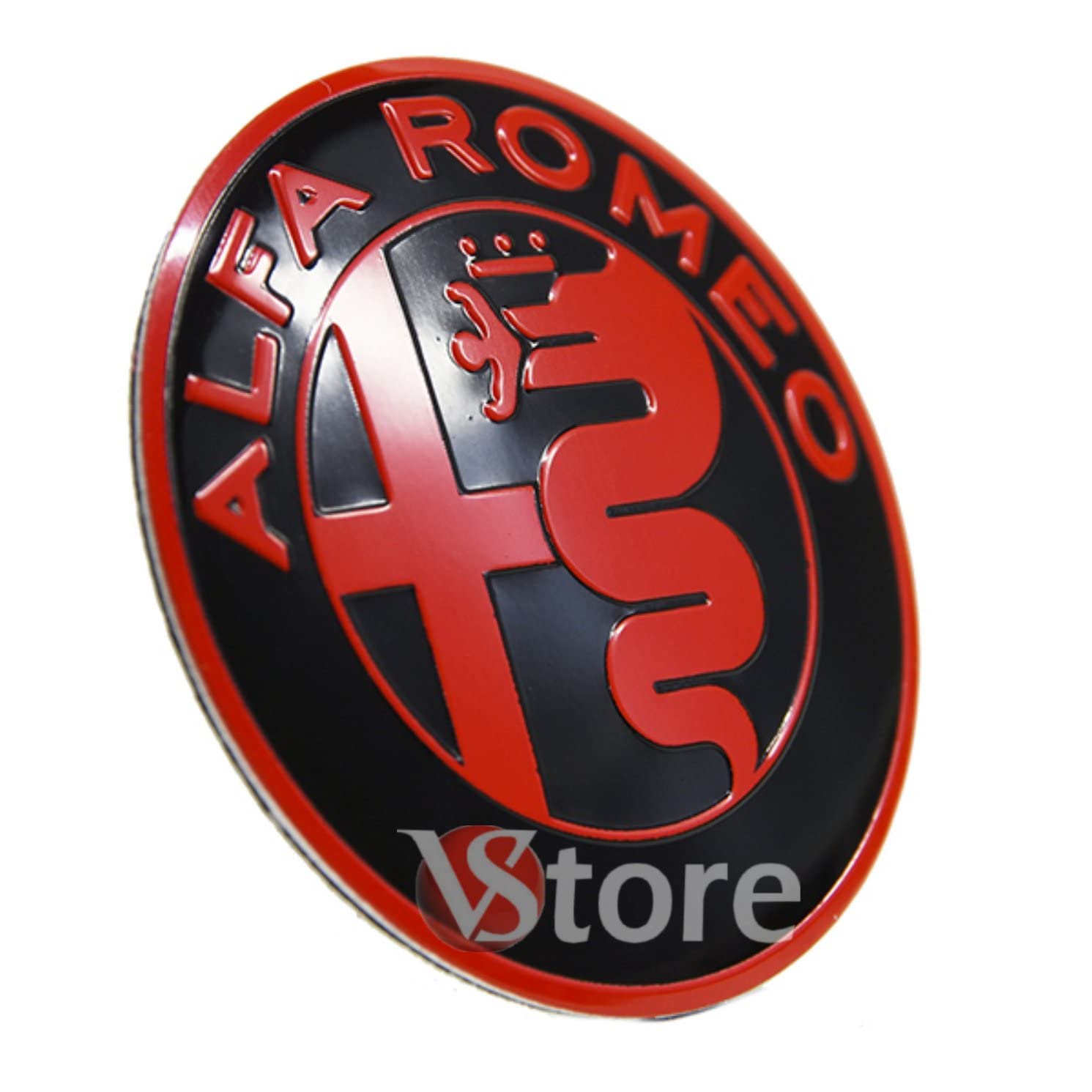 Logo per Volante Sterzo FREGIO Stemma Compatibile con Alfa Romeo Auto MY 2016 Rosso Nero Logo 40mm Giulietta, Mito, 147, 159, 156, 4c, Brera