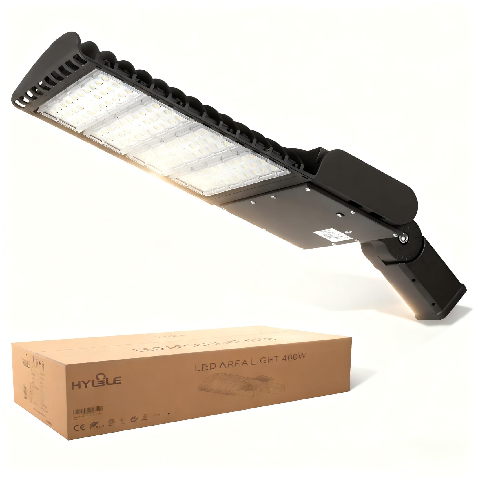 LED Parking Lot Light 400W 5700K 56000LM Commercial Shoebox Area Street Park Roadside Lighting Pole Fixture Super Bright IP65 Waterproof Outdoor Slip Fitter Mounting ETL Listed