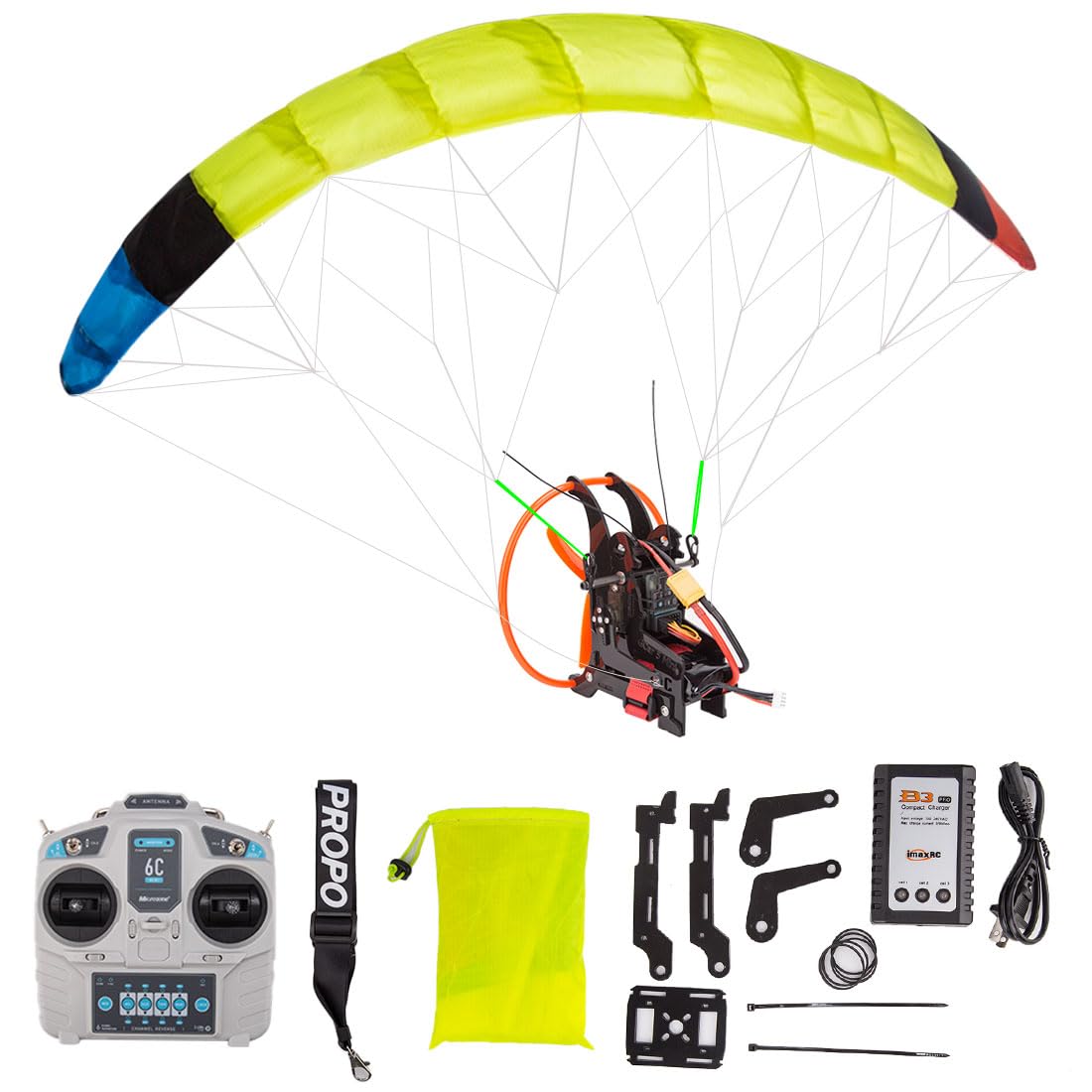 XMBRICDIYY 2.4G RC Electric Stunt Mini Paraglider, 128cm Wingspan High-Altitude Stunt Flight RC Airplane Model, Nylon Fabric Paraglider Cloth Colour