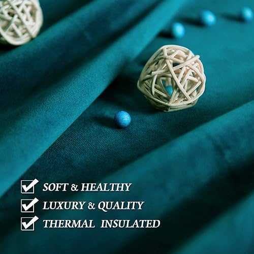 Miniatura 12 de RYB HOME Cortinas de terciopelo súper lujosas con diseño de bolsillo para barra, cortinas de privacidad con aislamiento térmico para oscurecer