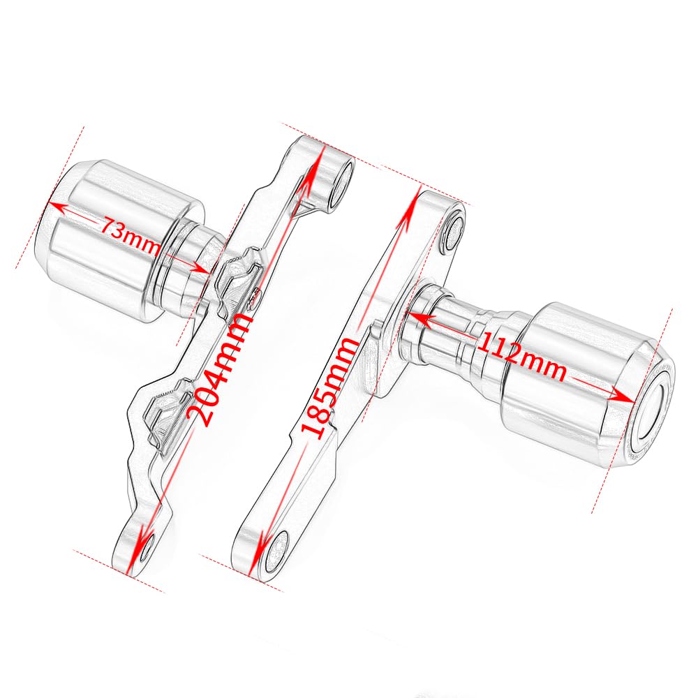 Modeer Motorrad Sturzpads Kompatibel mit H.onda CB650R / E-Clutch 2024 2025 | CBR650R / E-Clutch 2024 2025 Antikollision Rahmen Slider Sturzschutz Crashpads zubehör (rot)