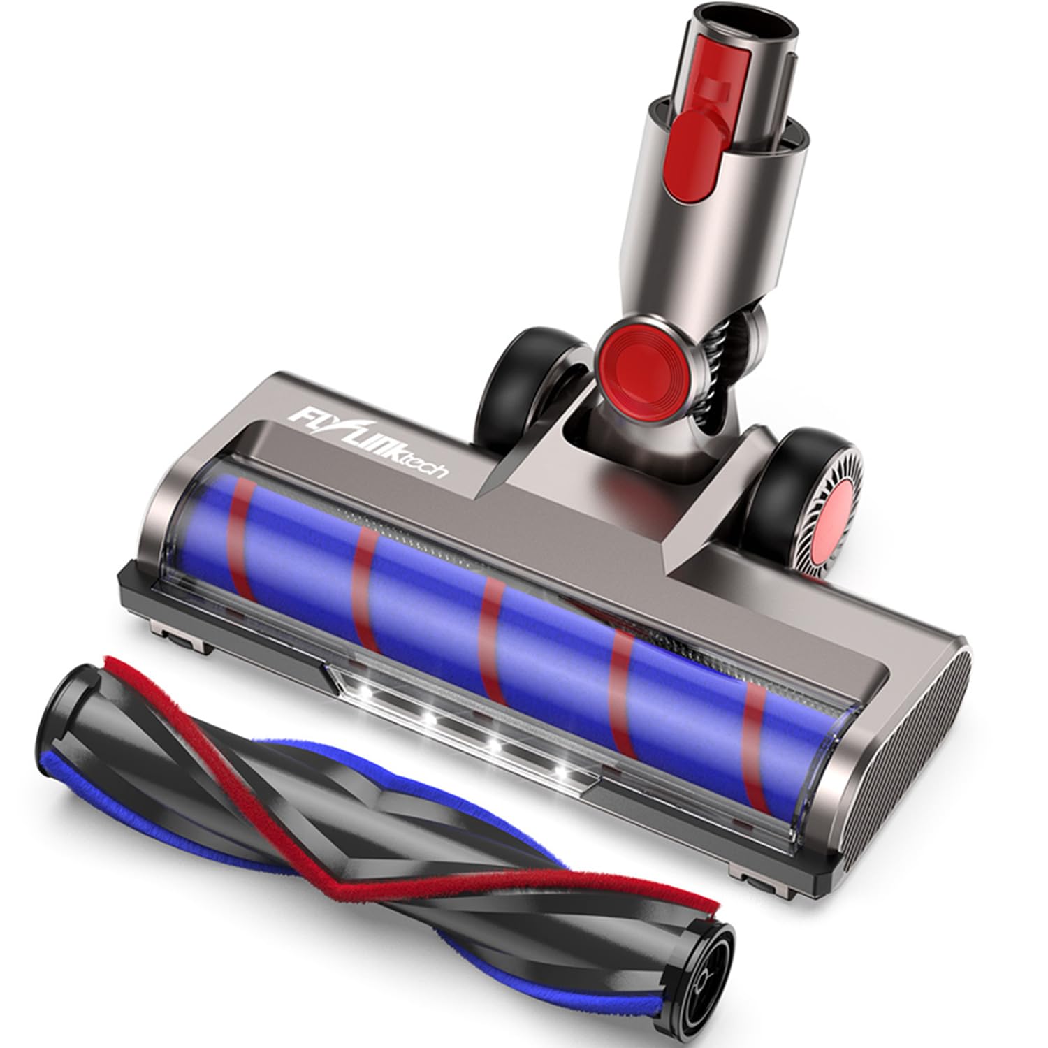 Spazzola Compatibile con Dyson V7 V8 V10 V11 V15 per Aspirapolvere, Spazzola di Ricambio che Ruota di 180° e si Adatta a Un'ampia Gamma di Pavimenti, con 4 Testine LED e 2 Rulli di Ricambio