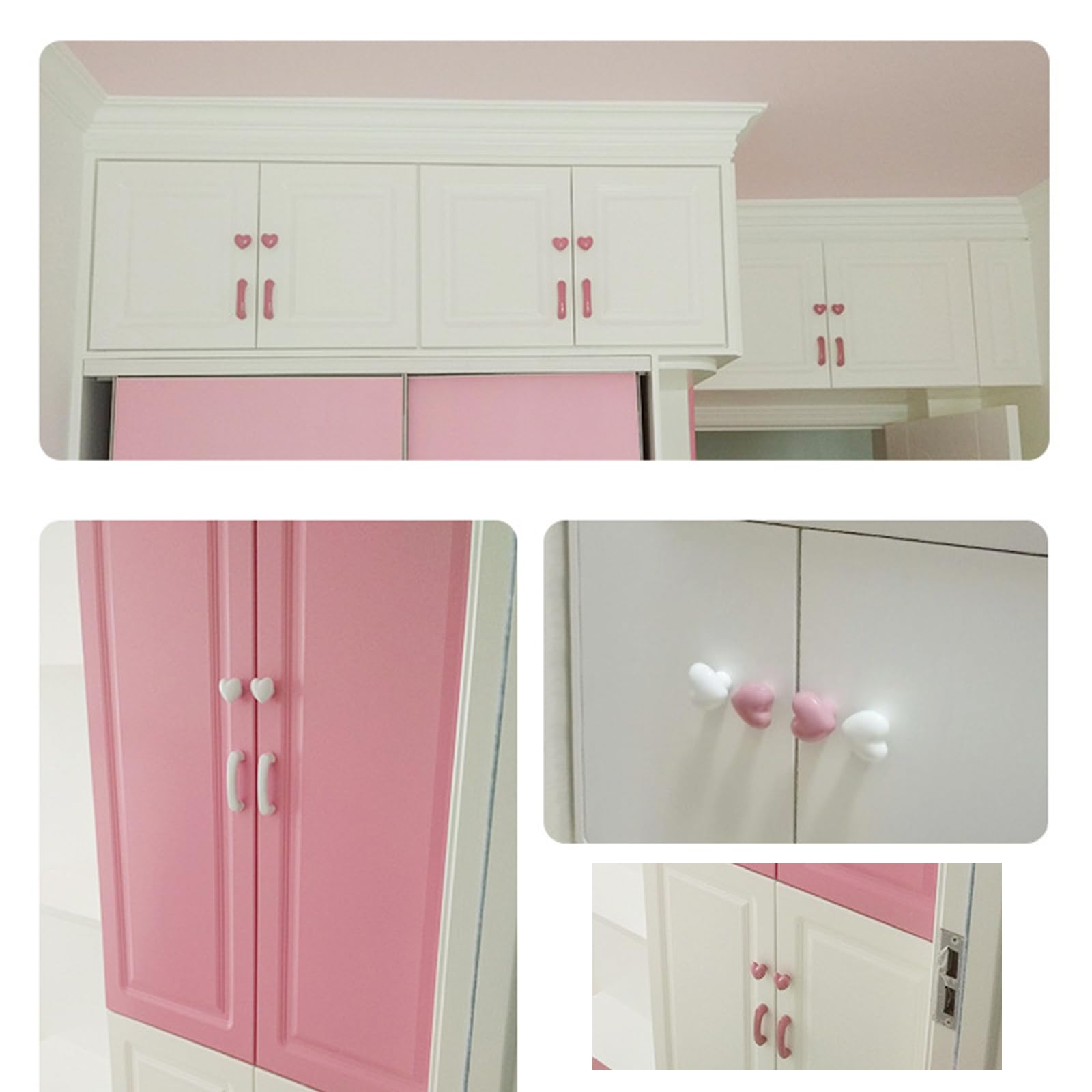 Xinlie Paquete de 6 Forma de Corazón Perillas de Muebles Rosado Perilla Del Cajón Manija de La Habitación de Los Niños,para Los Cajones Del Tocador de La Habitación Infantil (Rosa Claro)