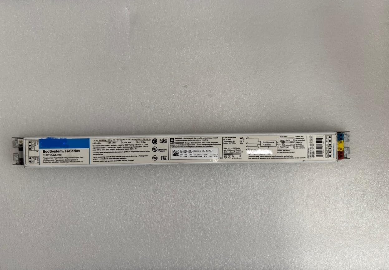 EHDT554MU210 Compatible W/Replacement for LUTRON EcoSystem H-Series 1% Dimming Programmed Rapid Start Electronic Ballast 120-220-240-277V For Two F54T5 Bulb