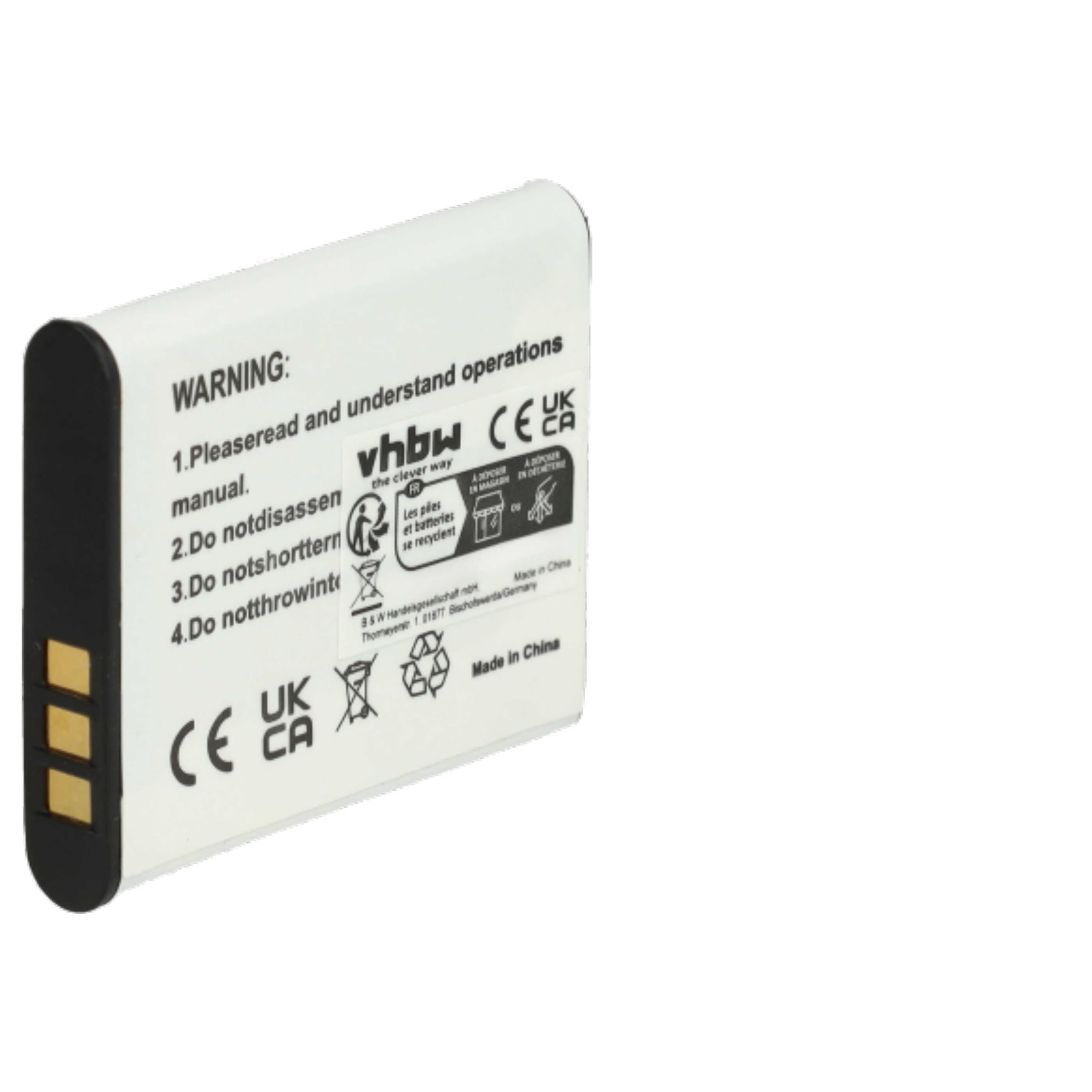 Vhbw Batteria Compatibile Con Panasonic HX-WA30EG, HX-WA20, HX-WA3 – 600mAh, 3,6V, Li-Ion – Sostituisce VW-VBX090