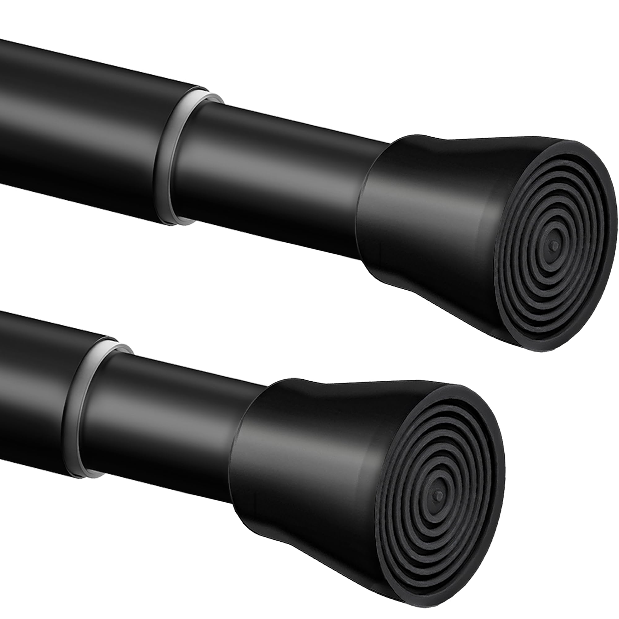 Venwemong Black 2 Pieces Shower Rod Without Drilling, Curtain Rod Without Drilling Adjustable, Shower Curtain Rod, Telescopic Rod For Closet, Bathroom, Balcony, Shower Curtain - 48-70Cm Φ25mm