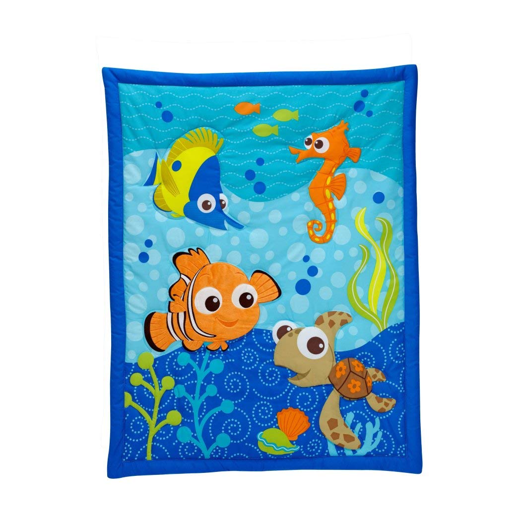 On Piece Blue Orange Green Finding Nemo Crib Bedding
