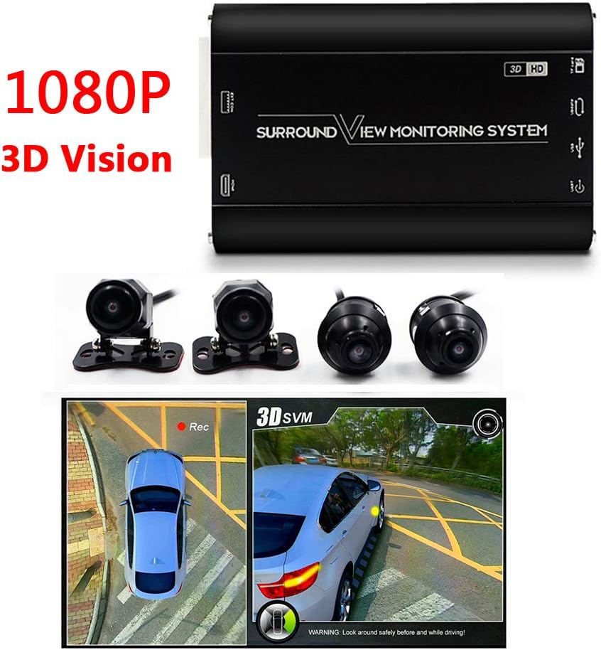 1080P HD 3D Panoramic Camera 360 Degree Seamless Surround View Digital Video Recorder Parking System, Auto Car Camera All Round Night Vision Waterproof Reverse Camera