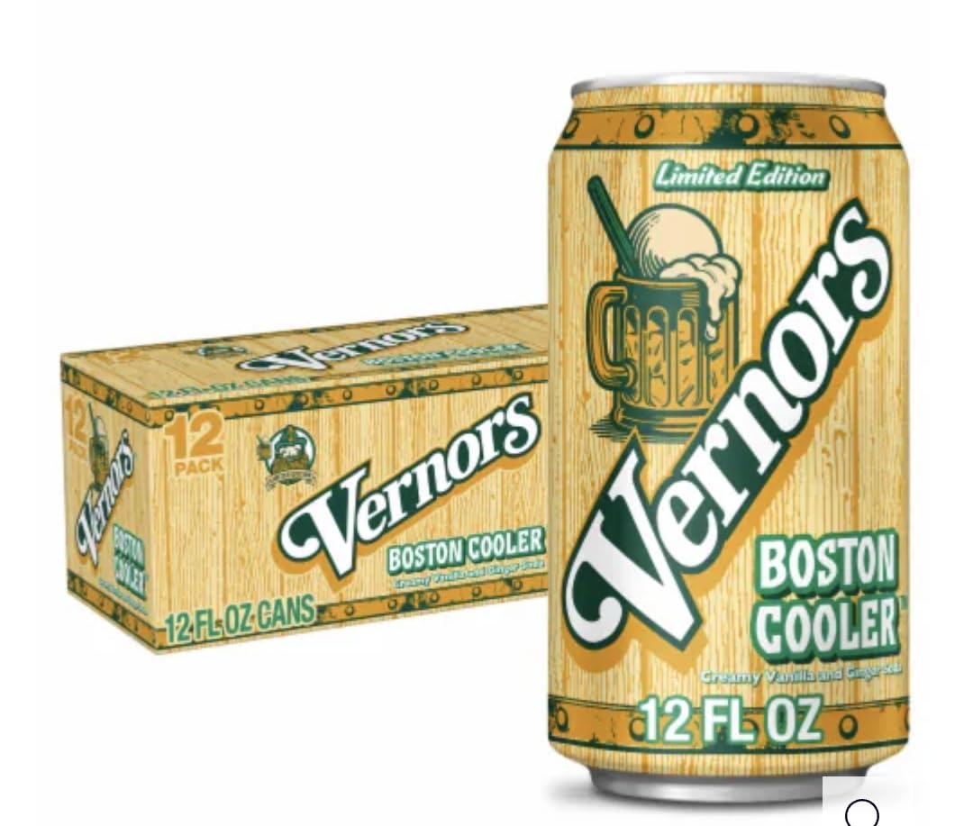 Vernors Boston Cooler Ginger Soda, Creamy Vanilla and Ginger Blend, 12 fl oz Cans, 12 Count