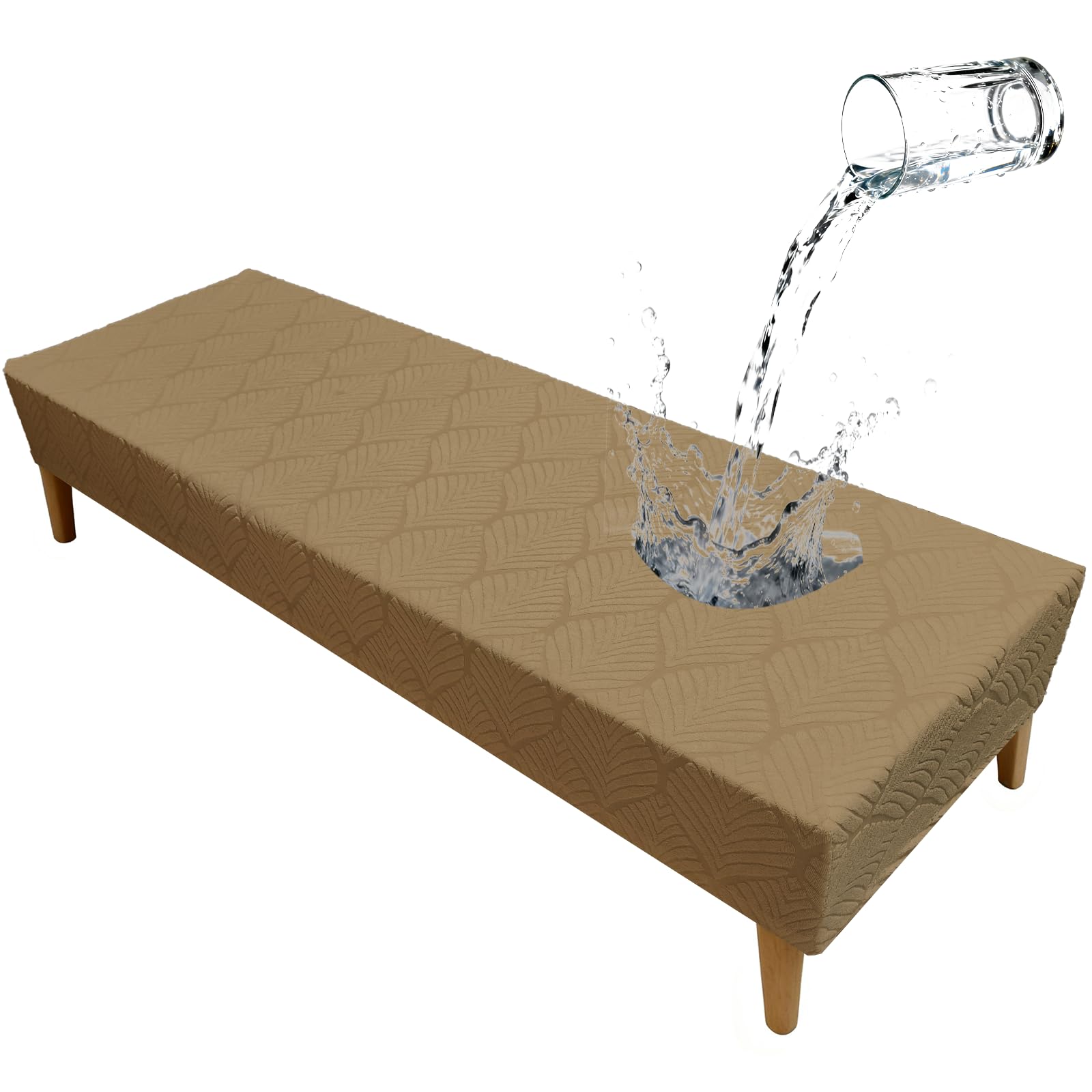 Waterproof Dining Bench Cover, Stretch Washable Bench Seat Protector Covers, Rectangular Long Bench Cover for Living Rooms, Kitchens, Bedrooms, Piano, Brown