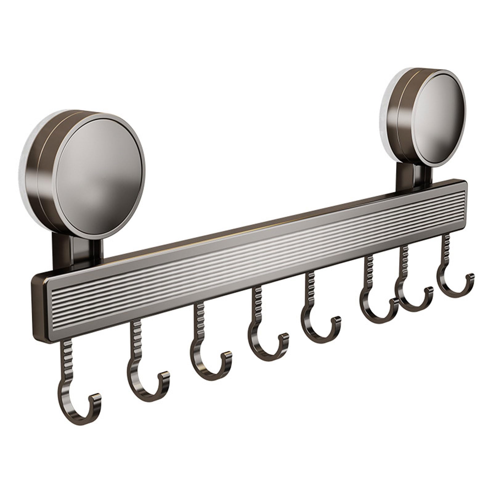 Zenithuxe Wall Mounted Pot Bar Hook.Suction Cup Utensil Rack With 7 Hooks,Space Saving Kitchen Utensil Hanger Holder No Drilling.Suitable For Bathroom,kitchen,bedroom.