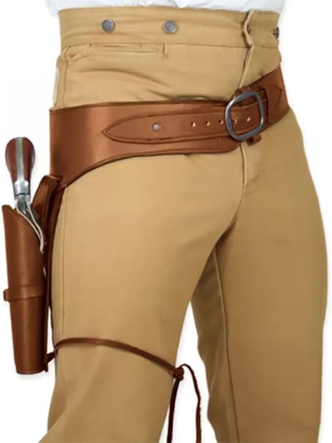 Steampunk Retro Waist Holster - Fondina per Pistola in Pelle Medievale - Borsa per Fondina da Cintura per Revolver con Doppio Supporto per Pistola Regolabile per Cosplay, Brown, 20cm