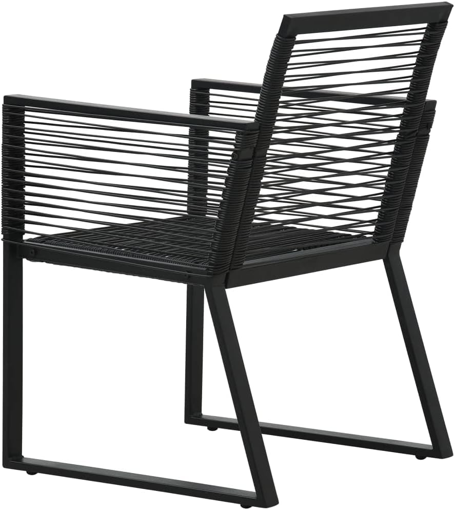 vidaXL Set of Two Black PVC Rattan Patio Chairs – Modern, Weather-Resistant Design for Outdoor Use, Patio, Deck, Garden, Comfortable Seating with Armrests