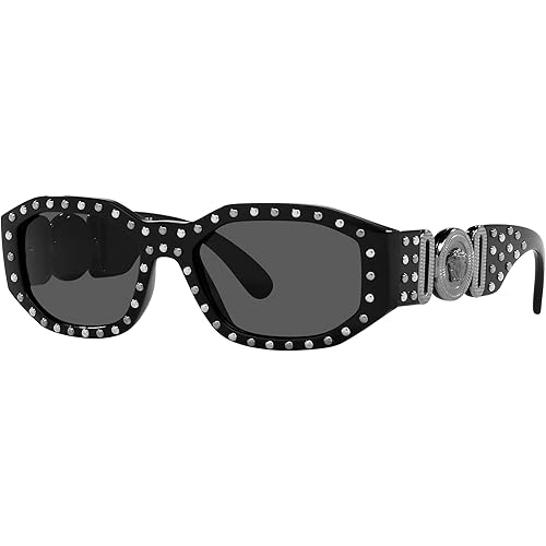 Versace Unisex Sunglasses Black Frame, Dark Grey Lenses, 53MM