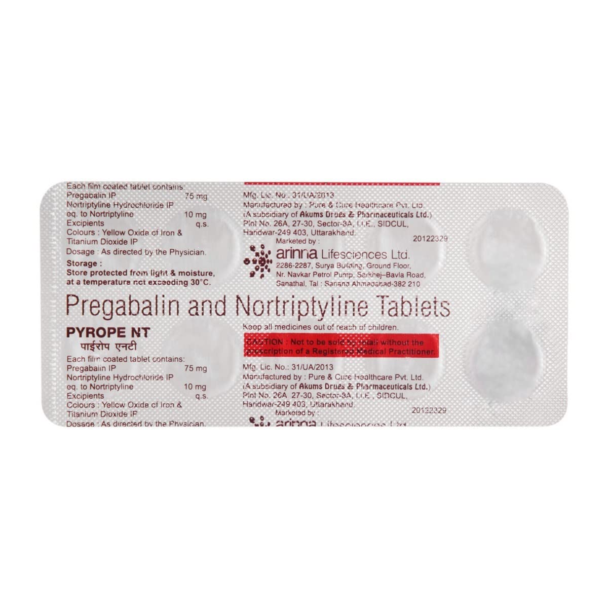 PYROPE NT - Strip of 10 Tablets