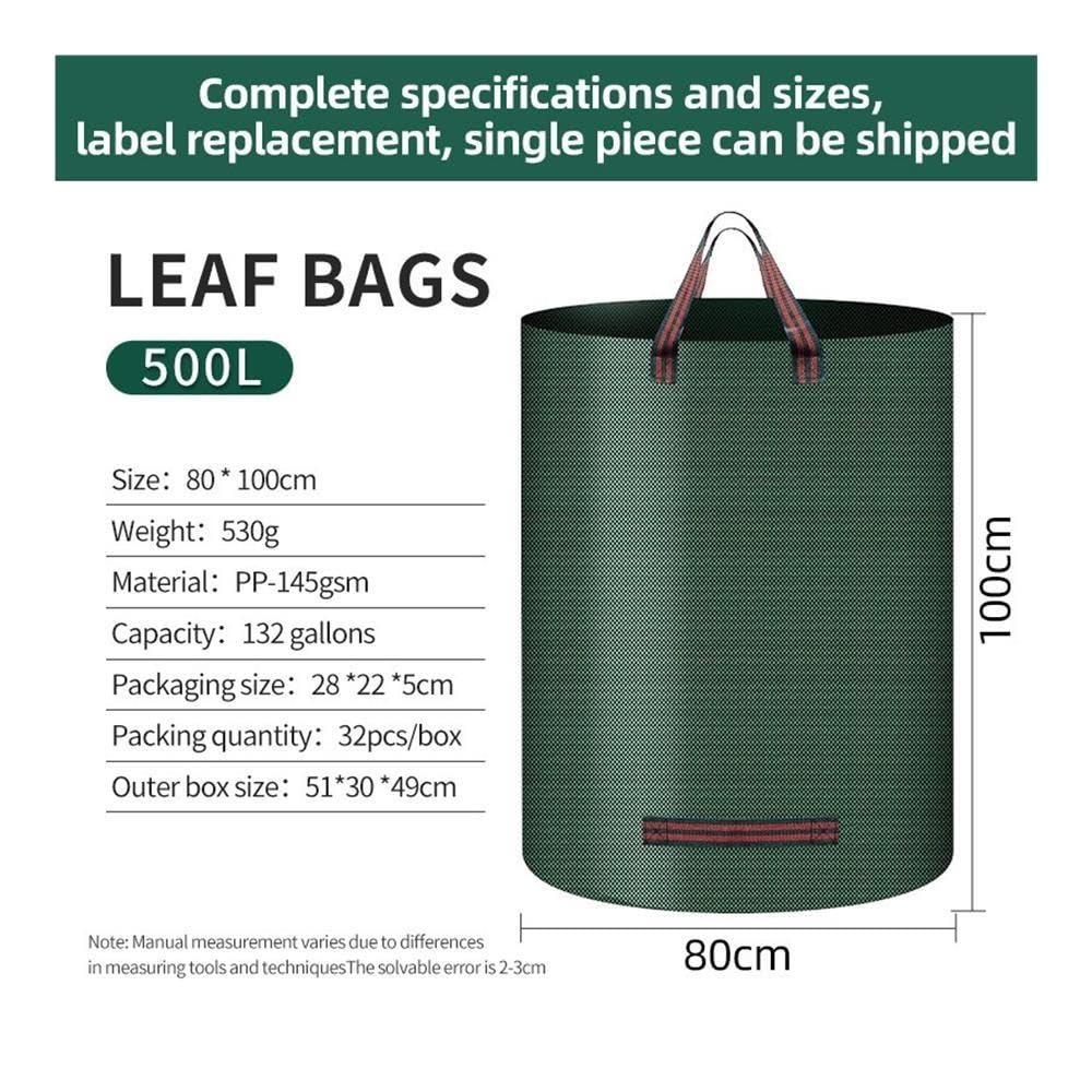 Borsa for foglie da giardino pieghevole riutilizzabile, sacco da prato Oxford impermeabile(Green500L)