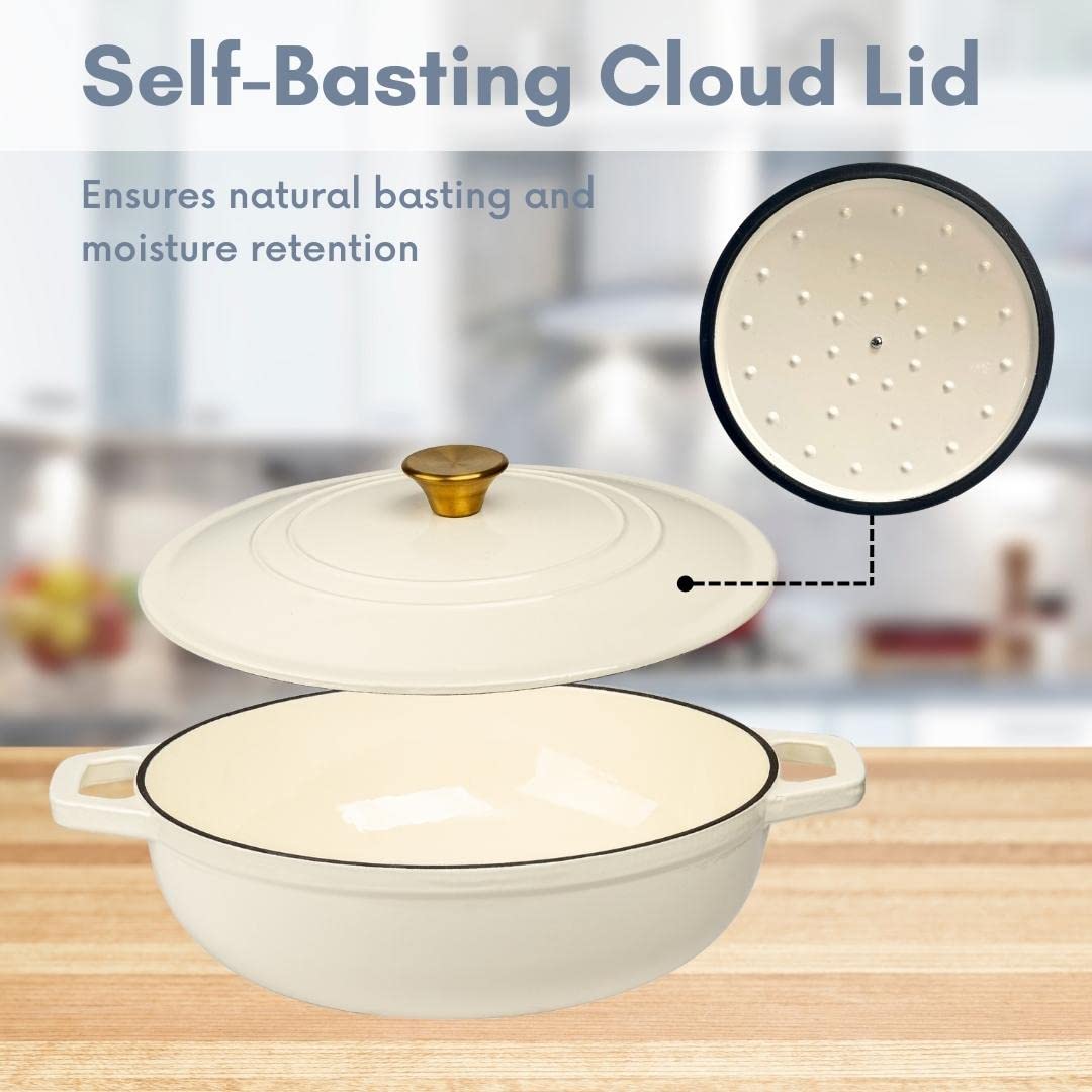Ghisa - Smalto Olandese Forno Crema poco profonda-5QT (30 cm)