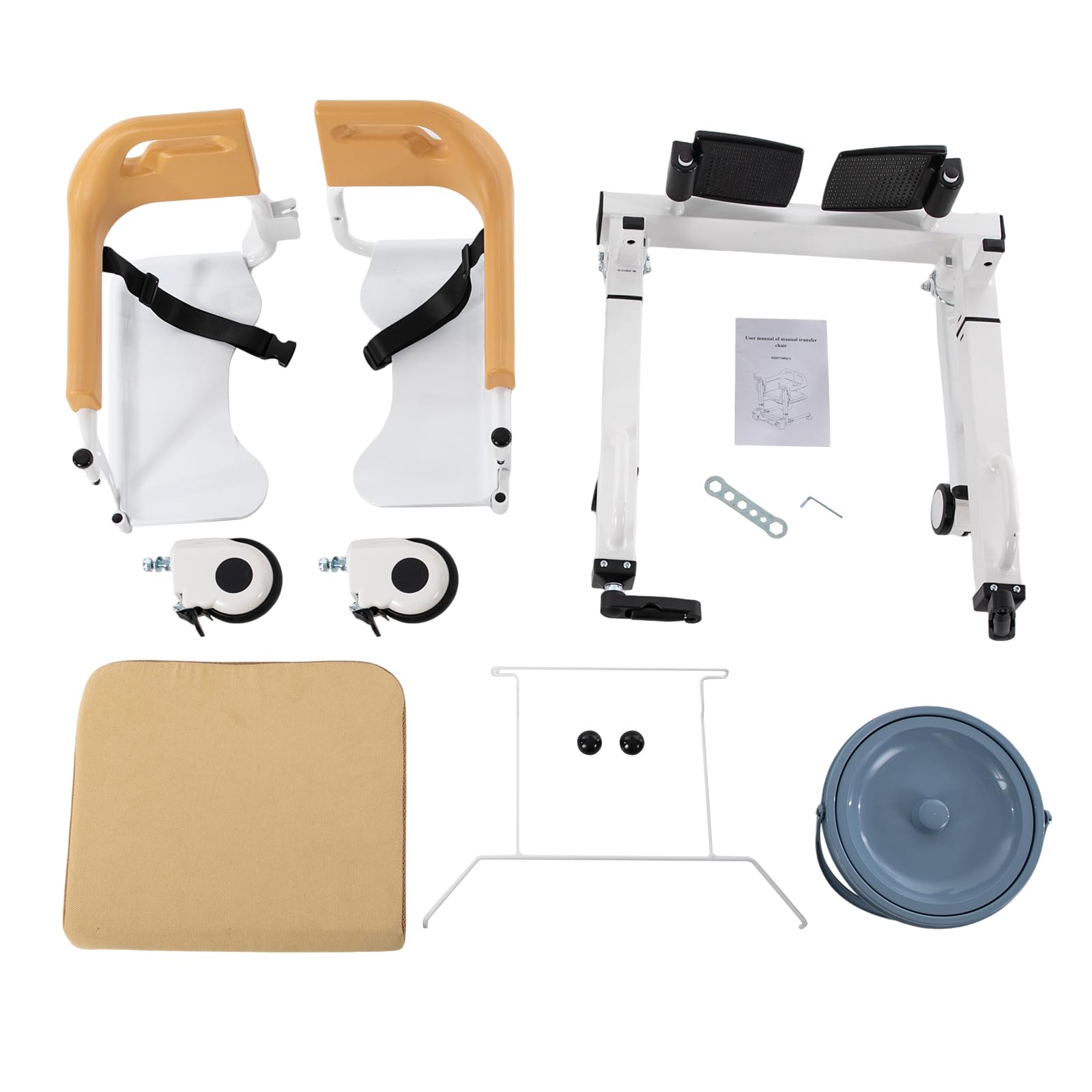 Silla de transferencia para pacientes para el hogar, silla de transferencia para pacientes con almohada, silla de ducha con ruedas