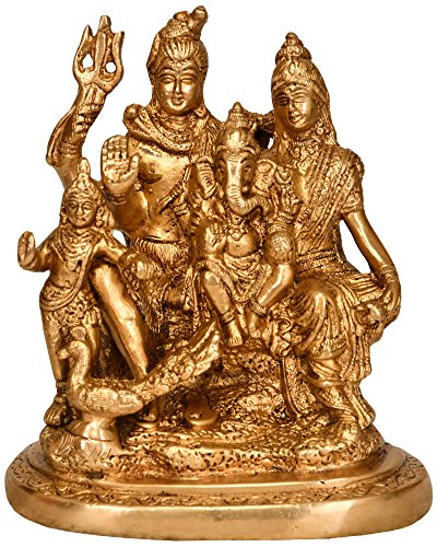 Image of Dattatreya Brass Shiva Shiv Parivar Family (Gold) Home Decor