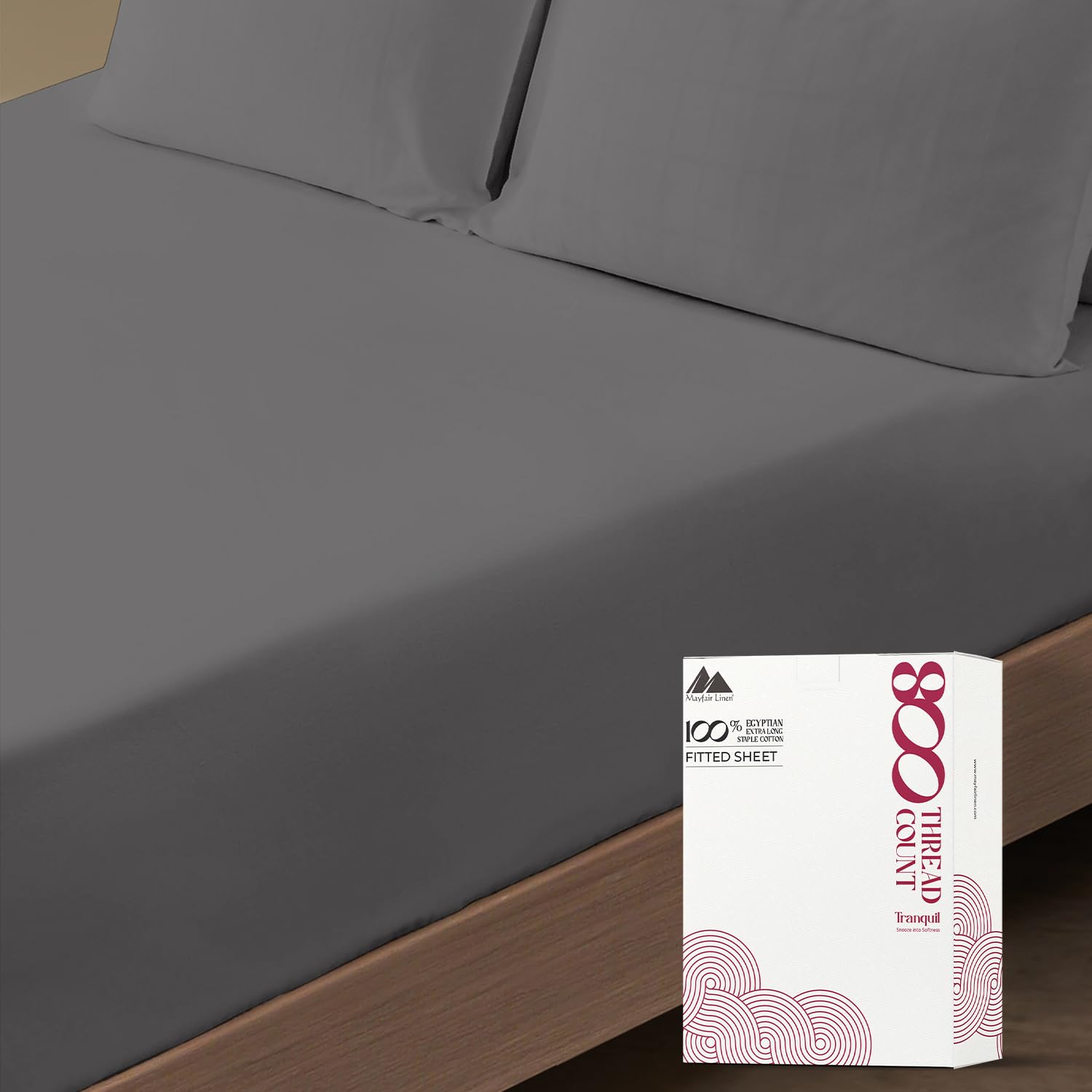 Mayfair Linen 100% Egyptian Cotton Full Fitted Sheet - 800 Thread Count, 16" Deep Pocket, Durable Sateen, All-Around Elastic, Head/Foot Side