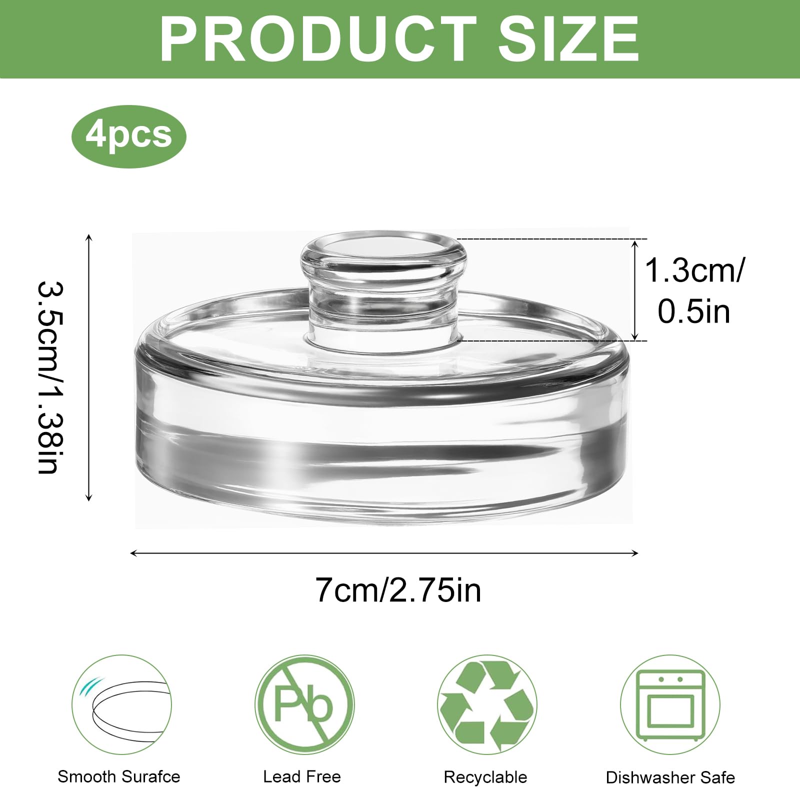 Lot de 4 Poids de Fermentation en Verre 7cm Poids pour Fermentation avec Poignées pour Conserve, Saumure & Marinade des Légumes