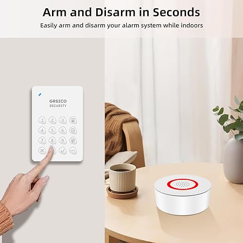 Miniatura 3 de Sistema de alarma inalámbrico de 9 piezas, sistema de alarma WiFi para seguridad del hogar con alerta de aplicación de teléfono (sirena de alarma,