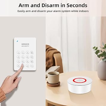 Wireless Alarm System 9 Piece Kit, WiFi Alarm System for Home Security with Phone APP Alert (Alarm Siren, Keypad, Remote, Motion, and Door Sensors) for Home, Apartment, Compatible with Alexa