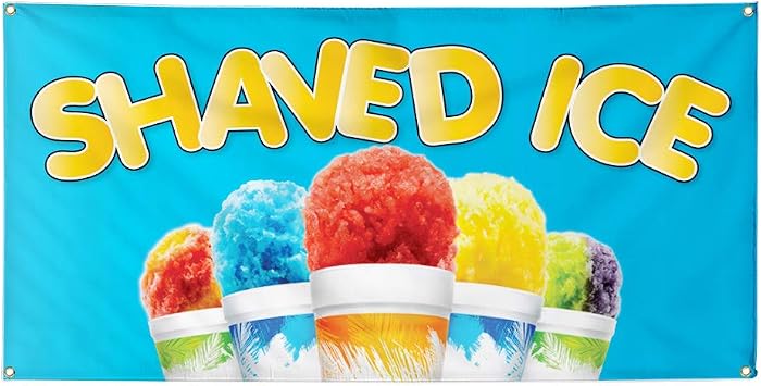 Vinyl Banner Multiple Sizes Shaved Ice Food Festival Taste of Outdoor Weatherproof Industrial Yard Signs 4 Grommets Design Only 12x30Inches