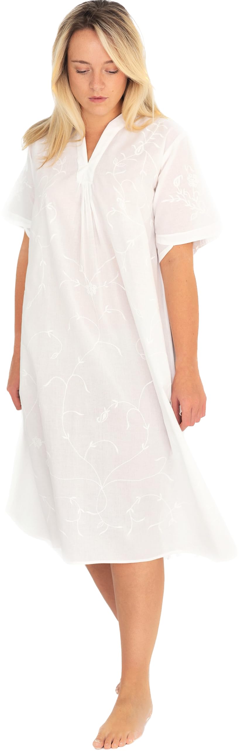 Lunn Antiques Women's White Cotton Victorian Nightdress | Polly One Size