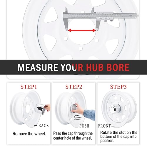 Miniatura 6 de RTRHINOTUNING Tapones centrales de rueda de empuje de 3.19 pulgadas, color plateado cromado para remolques de llantas de camión, 1 unidad