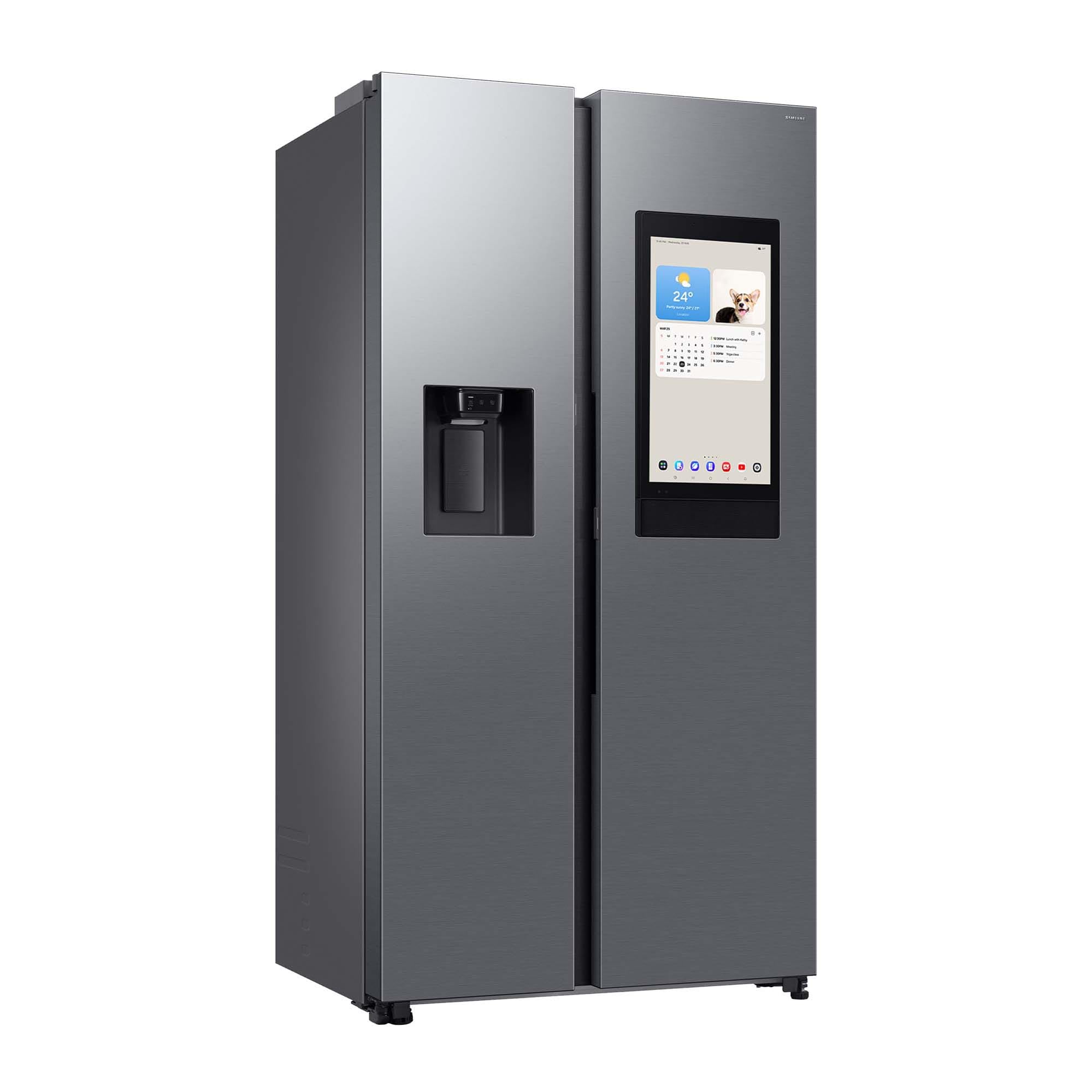 Samsung RS90F67BETEF Side-by-Side Kühl-Gefrierkombination, AI Kühlschrank mit Gefrierfach, 178 cm, 614 l, Eis-/Wasserspender mit Tank, Family Hub, AI Energy Mode & Voice Control, Edelstahl Look