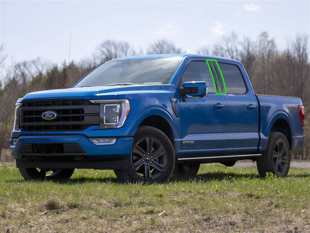 Rvinyl Pillar Post Pre Cut Window Trim Kits in Matte Black Compatible with Ford F-150 2021-2023 SuperCab/SuperCrew with Keypad - Adhesive Backs