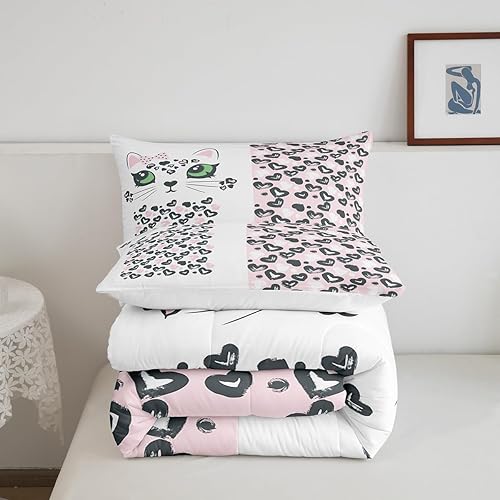 Miniatura 5 de Erosebridal Juego de ropa de cama de tamaño individual, juego de edredón con estampado de leopardo para niños, juego de edredón de piel de guepardo