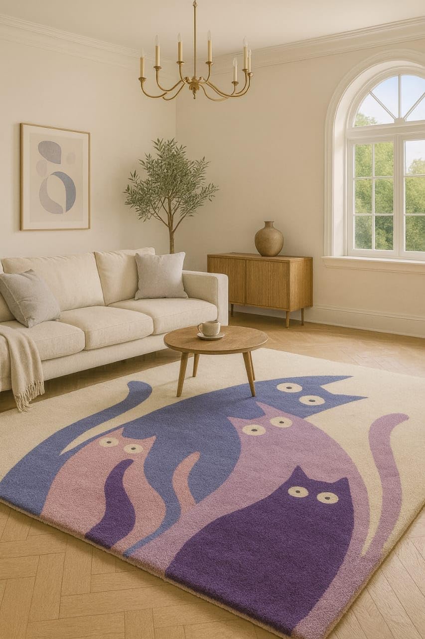 New Zealand Wool Area Rug, Hand Tufted Soft Handmade Home Decor Carpet for Hallway, Entryway, 4X7 Feet (Runner)